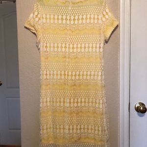 Tiana B yellow and white dress
